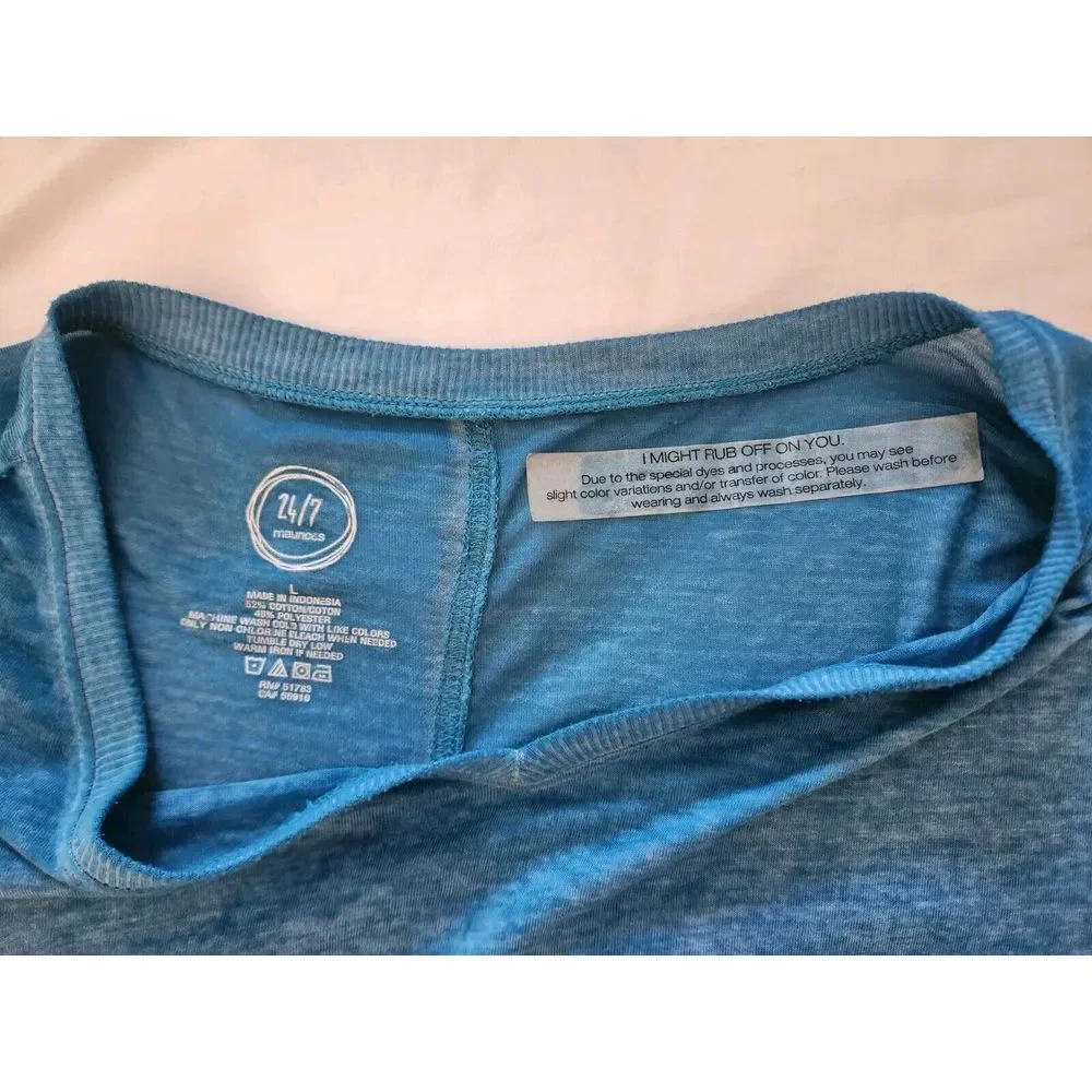 Maurices 24/7 Women's  V-Neck Lightweight Sweater Long Sleeve Cotton Blue size L